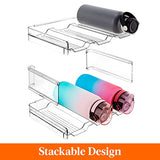 ▶ Organizador apilable de botellas de agua para clóset, congelador, despensa, soporte para vasos de plástico, estantes de vino para almacenamiento de mesa de cocina, clóset, oficina, paquete de 4, cada estante tiene capacidad para 3 recipientes