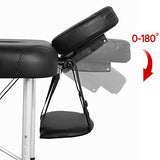 Cama de masaje plegable de aluminio para spa, cama de salón de tatuajes faciales, 3 mesas de masaje plegables, color negro
