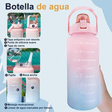 Botella de Agua 2000ml Motivacional Botella Deportiva Reutilizable sin BPA, Marcador de Tiempo y Medición con Pajita para Hacer Ejercicio, Caminar y Cualquier Actividad al Aire Libre (violeta)