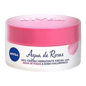 Nivea Gel Crema Facial Hidratante con Agua De Rosas y Ácido Hialurónico, hidratación intensiva 48 horas, 50 ml