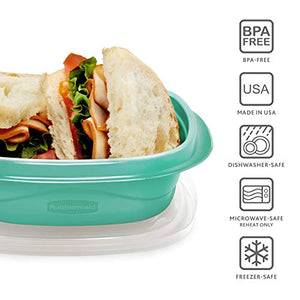 Rubbermaid 50 recipientes de almacenamiento de alimentos con tapas para almuerzo, preparación de comidas y sobras, aptos para lavaplatos, verde azulado Splash