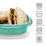 Rubbermaid 50 recipientes de almacenamiento de alimentos con tapas para almuerzo, preparación de comidas y sobras, aptos para lavaplatos, verde azulado Splash