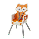 Infantino - Silla de bebé 4 en 1 – Ahorro de espacio, elevador multietapa y silla para niños pequeños con alfombrilla multiusos para comida y charola apta para lavavajillas, en un diseño de zorro