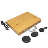 Piedras de masaje, kit de masaje de piedras calientes profesional de basalto spa piedras calientes para masaje de espalda natural con caja de calefacción de bambú, 20 piezas por juego para spa en casa, relajación, curación, alivio del dolor