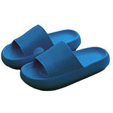 ▶ Pantuflas de almohada, unisex, para ducha, baño, espuma de masaje EVA, súper suave, antideslizante, de secado rápido, suela gruesa, sandalias negras con puntera abierta para mujeres y hombres, Azul, 11.5-12 Women/10-11 Men