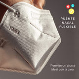 Cubrebocas KN95 Blanco Certificado 50 Piezas, Tapabocas Con 5 Capas De Protección, mascarilla con Ajuste Nasal Interno, Calidad Premium