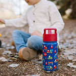 Simple Modern Botella de agua para niños con tapa de popote, vaso reutilizable de acero inoxidable aislado para niños pequeños, niñas y niños, colección Summit | 14 onzas, ruedas hacia arriba