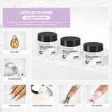 Kit de Uñas Acrílicas -3PC Polvo de Cristal+ 12PC Acrílicos Polvo Color Claro +12PC Acrílicos Polvo Brillo,Postizas Uñas de Diamantes de Imitación de Salón de Uñas Herramientas de Manicura para Principiantes