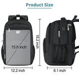 Mochila para portátil para Hombre, Resistente al Agua, Resistente al Agua, Mochila de Viaje para Colegio, Mochila de Trabajo para Hombres y Mujeres, Color Negro