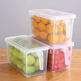 Organizador de nevera, paquete de 4 contenedores organizadores de refrigerador, organizadores de refrigerador y almacenamiento transparente con asa y tapa, recipientes de frutas para refrigerador, almacenamiento de refrigerador para mantener fresco