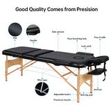Mesa de masaje portátil, cama de masaje profesional, mesa de terapia de spa de 73 pulgadas, marco de madera ajustable de 3 pliegues
