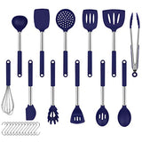 Juego de utensilios de cocina de silicona: 12 utensilios de cocina de silicona antiadherentes y resistentes al calor, y asas de acero inoxidable