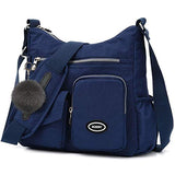SUKRY Bolsa cruzada de nailon para mujer con bolsillo RFID antirrobo, bolsa de hombro impermeable y bolso de mano, Azul oscuro