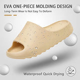 Pantuflas de almohada para hombres y mujeres, de secado rápido, sandalias de plataforma gruesa y suave de secado rápido, sandalias de ducha diarias, pantuflas de baño antideslizantes de verano para interiores y exteriores, Caqui, 14 Wide