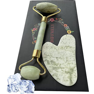 rodillo de jade, juego de cuidado facial, rodillo facial, gua sha, juego de cuidado de la piel, herramienta de masaje facial, DIFFMELY