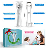 Cepillo de limpieza facial con masaje facial de doble espalda, cepillo facial giratorio eléctrico con 5 cabezales diferentes para limpieza profunda, exfoliación suave, eliminación de puntos negros y masaje