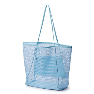 Bolso de playa de malla para mujer, bolso grande, bolso de hombro, plegable, bolsa de viaje, mochila casual, Mesh-Beach, L