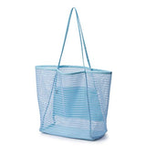 Bolso de playa de malla para mujer, bolso grande, bolso de hombro, plegable, bolsa de viaje, mochila casual, Mesh-Beach, L