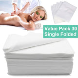 Sábanas desechables CAPRIER 30 piezas – Sábanas de mesa de masaje desechables, cubierta grande de cama de spa 100 PP+PE tela no tejida resistente al aceite, 80 x 180 cm