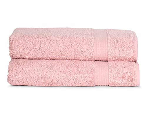Toallas de algodón suaves y absorbentes para baño, hotel, ducha, spa, gimnasio, 3 toallas de baño, color rosa