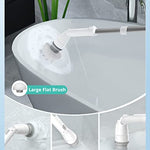 Voweek Cepillo limpiador eléctrico giratorio con brazo de extensión ajustable y 4 cabezales de limpieza reemplazables para baño, bañera, baldosa, suelo