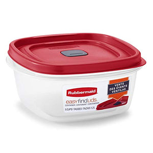 Rubbermaid - Recipiente para alimentos con tapa, Rojo, 5-Cups - Quantity 1, 1