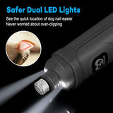 Molinillo de uñas para perro con 2 luces LED – Nueva versión de 2 velocidades potente recortadora de uñas eléctrica profesional silenciosa sin dolor de patas para perros y gatos pequeños, medianos y grandes (gris)
