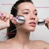 Herramientas para el cuidado facial de la piel para mujeres, cara y ojos, globos de belleza faciales de acero inoxidable para niñas y mujeres, rodillo de masaje de refrigeración con estuche de almacenamiento