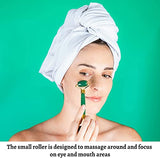 Rodillo Masajeador Facial de Jade, Piedra Gua Sha y Pincel de Silicona | Roller y Guasha en Cristal de Jade Verde 100% Natural | Kit de Masaje Manual para Rostro, Contorno de Ojos y Cuello