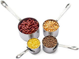 ▶Juego de tazas y cucharas medidoras de acero inoxidable con asas largas remachadas, taza de medición apilable pulida y cuchara medidora, acero grueso resistente, construido para durar toda una vida – Juego de 10