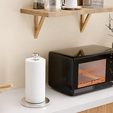 Soporte para toallas de papel, soporte para rollo de toallas de papel de pie para cocina y baño, con ventosas de base pesada para operación con una sola mano (plata)