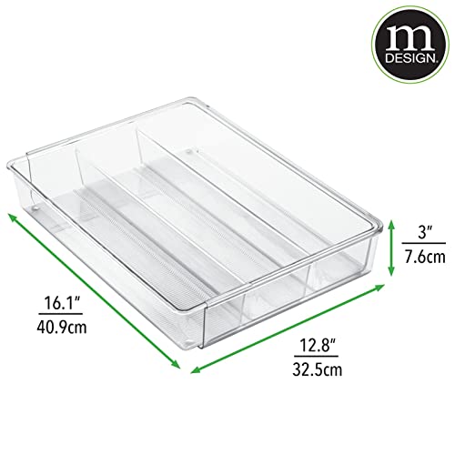 Cubertero para cajón extensible – Organizador de cubiertos para cajones – Separador de cajones para diversos utensilios de cocina – Color: transparente – 4 compartimentos