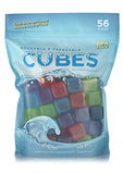 ▶ Cubos de hielo reutilizables – Cubos de hielo cuadrados de plástico coloridos de congelación rápida con bolsa resellable, colores surtidos, paquete de 56