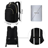 Mochila para laptop para mujer, mochila para laptop de 15.6 pulgadas, bolsa de computadora casual, elegante patrón de puntada, mochila LIGHT FLIGHT para trabajo, viajes, negocios, universidad, grande, color negro
