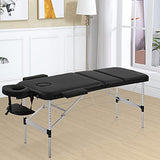 Mesa de Masaje portátil de 3 Camas Plegables de 188 cm de Altura Ajustable de Aluminio para salón de salón, Caja de Transporte, Mesa de Tatuaje, Cama Facial con Capacidad para hasta 400 Libras