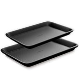Juego de 2 bandejas antiadherentes para hornear de cocina de calidad profesional con revestimiento de diamante negro en el interior y en el exterior, apto para lavaplatos