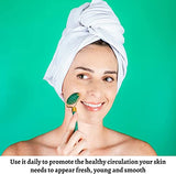 Rodillo Masajeador Facial de Jade, Piedra Gua Sha y Pincel de Silicona | Roller y Guasha en Cristal de Jade Verde 100% Natural | Kit de Masaje Manual para Rostro, Contorno de Ojos y Cuello