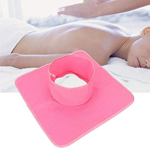 Toalla de Cama de Masaje clásica, Cubierta Protectora de sillón de Masaje, Adecuada para Salones, spas y terapeutas, con Orificio Facial (35 x 35 cm)(Rosado)