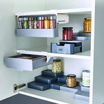 Joseph Joseph CupboardStore - Organizador de especias tipo cajón extraíble con cinta 3M para debajo de estante, almacenamiento para gabinete, tamaño único, gris/blanco