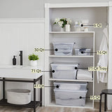 ▶ Rubbermaid Cleverstore - Recipientes de plástico apilables con tapas de cierre duraderas, organización visible, ideal para decoraciones navideñas y almacenamiento de Navidad, paquete de 4
