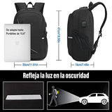 Mochila Antirrobo para Portátil, Mochila para Laptop de 15.6 pulgadas, Puerto de Carga y Puerto para Audífonos, E T EASYTAO Mochila Impermeable para Viajes, Negocios (Negro)