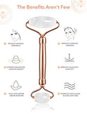Rodillo de jade Gua Sha, herramientas de cuidado de la piel, masajeador facial de belleza, rodillo de ojos para ojos hinchados, regalos de cuidado personal para mujeres, juegos y kits de cuidado de la piel HANABEE (cuarzo blanco)
