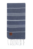 Juego de 6 toallas de baño y playa turcas LYCIA de algodón 100% natural, estilo vintage, para playa, spa, piscina, gimnasio, yate, picnic, gimnasio, baño, manta (azul marino)