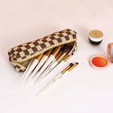 Bolsa de maquillaje para mujer, 1 bolsa de maquillaje de gran capacidad y 1 estuche para lápices, bolsa de almacenamiento para brochas de maquillaje, bolsa de aseo de viaje, Caqui
