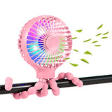 ▶ Ventilador portátil actualizado, ventilador versátil de escritorio personal, ventilador recargable por USB, con luz LED y aromaterapia, diseño de trípode flexible, ventilador de mano de 3 velocidades para cochecito (rosa)