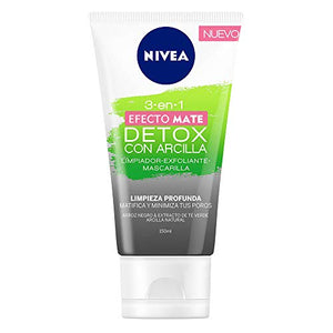 Nivea Gel Facial 3 En 1 Limpiador Profundo, Exfoliante y Mascarilla Efecto Mate para Piel Mixta a Grasa, 150 ml