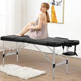 Mesa de Masaje portátil de 3 Camas Plegables de 188 cm de Altura Ajustable de Aluminio para salón de salón, Caja de Transporte, Mesa de Tatuaje, Cama Facial con Capacidad para hasta 400 Libras