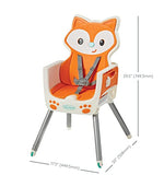 Infantino - Silla de bebé 4 en 1 – Ahorro de espacio, elevador multietapa y silla para niños pequeños con alfombrilla multiusos para comida y charola apta para lavavajillas, en un diseño de zorro