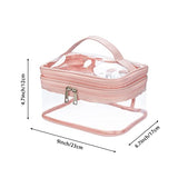Bolsa de maquillaje transparente de doble capa, bolsa de maquillaje impermeable, bolsa de aseo de viaje, bolsa transparente de PVC para accesorios de pelo y uñas, Rosa/Rebel Fun.,