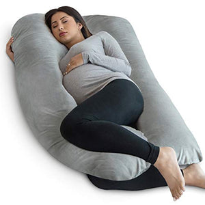 almohada para embarazo, almohada de cuerpo entero en forma de U y soporte de maternidad – apoyo para espalda, caderas, piernas, para mujeres embarazadas, Gris - Terciopelo, Solid Body